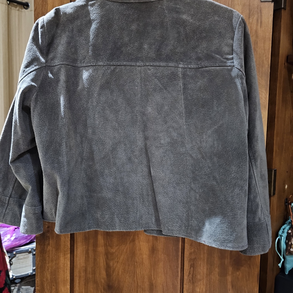 Sonoma Women's Gray Leather Jacket, SIZE LARGE. - Picture 2 of 5